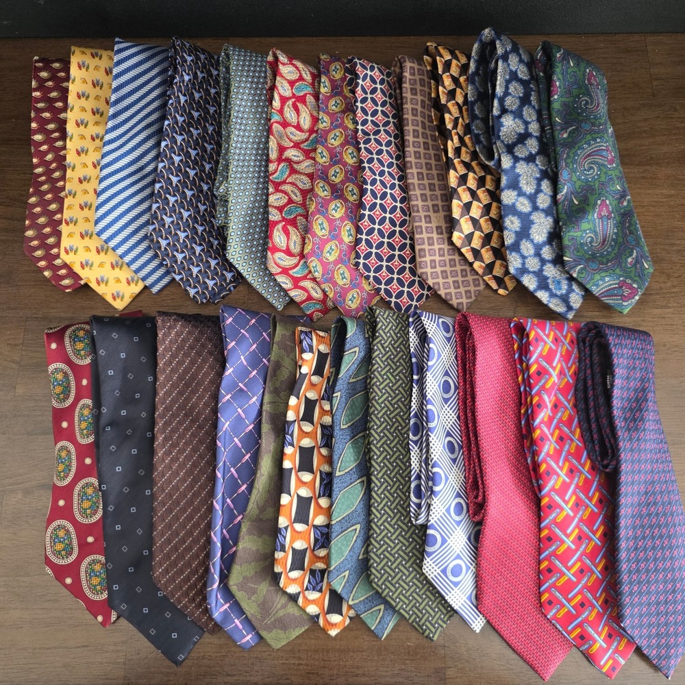 Lot of 24 Designer Silk Tie Men Multi Versace Celine Zegna Ferragamo Burberry